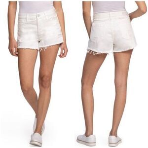 BLANKNYC High-Rise Distressed Denim Shorts in White Size 31